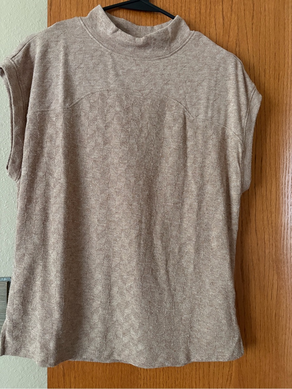 Democracy Taupe Short-Sleeve Mock Neck Top